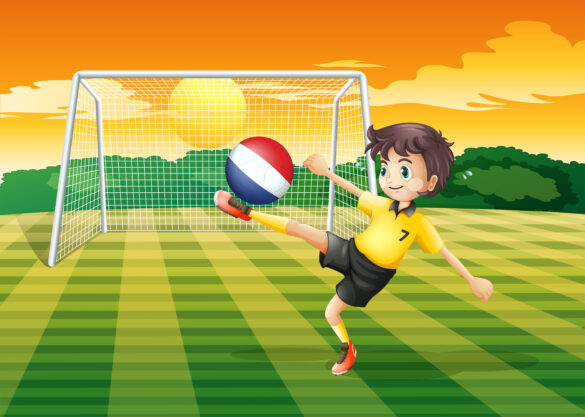 A female football player using the ball from Netherlands Sã³fbol